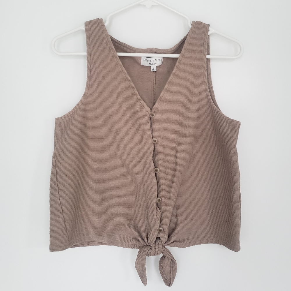 Madewell Texture & Thread Tie Front Top - Cocoa